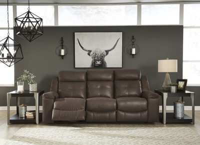 Picture of Bonded Leather Reclining Sofa/suede feel