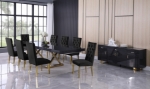 Picture of 124" Rich White High Gloss Lacquer Top Extension Dining Table