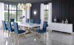 Picture of 124" Rich White High Gloss Lacquer Top Extension Dining Table