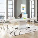 Picture of 94" Extendable wood Glossy White Top Dining Table