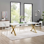 Picture of 39" Modern Dining Table with Gold Stainless Steel Metal Dining tables