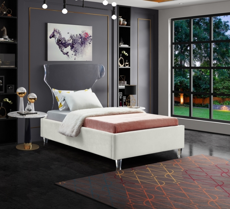 Picture of Acrylic Headboard and Legs Velvet Bed