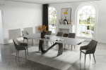 Picture of 83-123" Extendable White/Grey Marble Dining Table