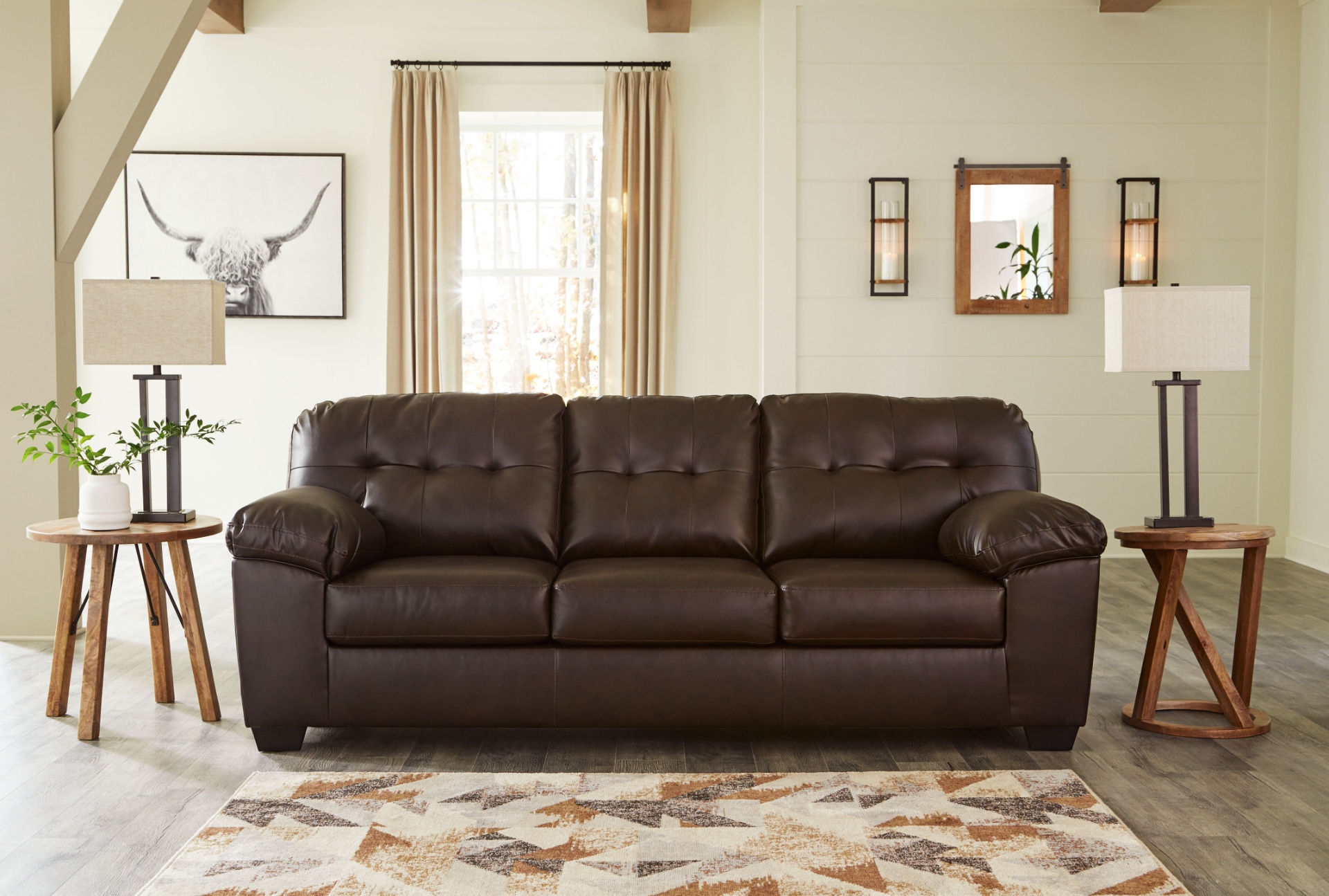 Lounge Around. Faux Leather stationary sofa