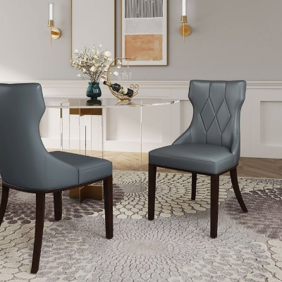 Picture of Grey Leather Dining Chairs