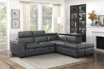 Picture of Leather Sectional with Pull-out Bed and Right Chaise