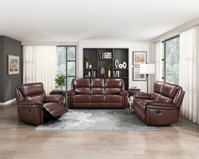 Picture of Genuine Leather Sofa, Loveseat and Reclining Chair