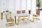 Picture of 64"/78" Rectangular Gold Stainless Steel Stone With Marble Veneer Dining Table