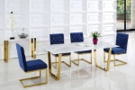 Picture of 64"/78" Rectangular Gold Stainless Steel Stone With Marble Veneer Dining Table