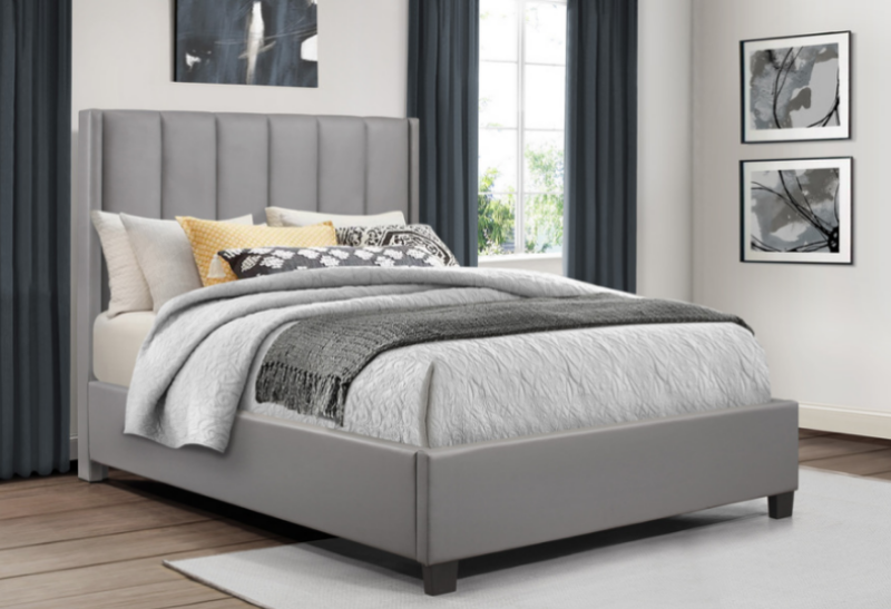 Picture of Grey Leather platform bed