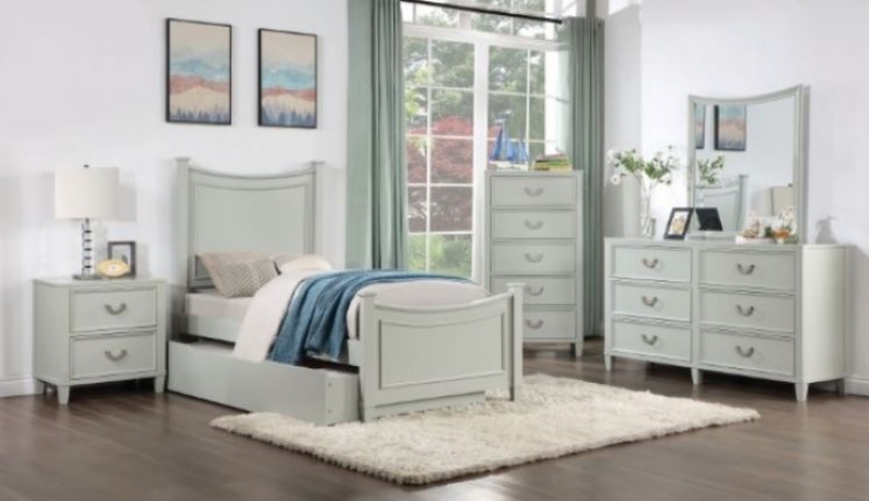 Picture of Twin Bed, Dresser, Mirror, Nightstand and Chest