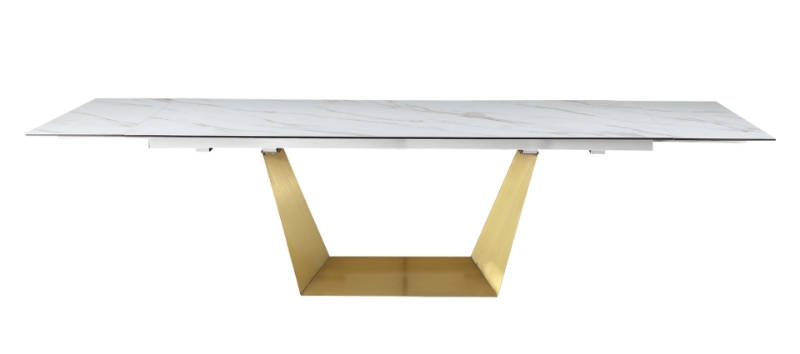 Picture of 87-126" Matte White Extendable Dining Table