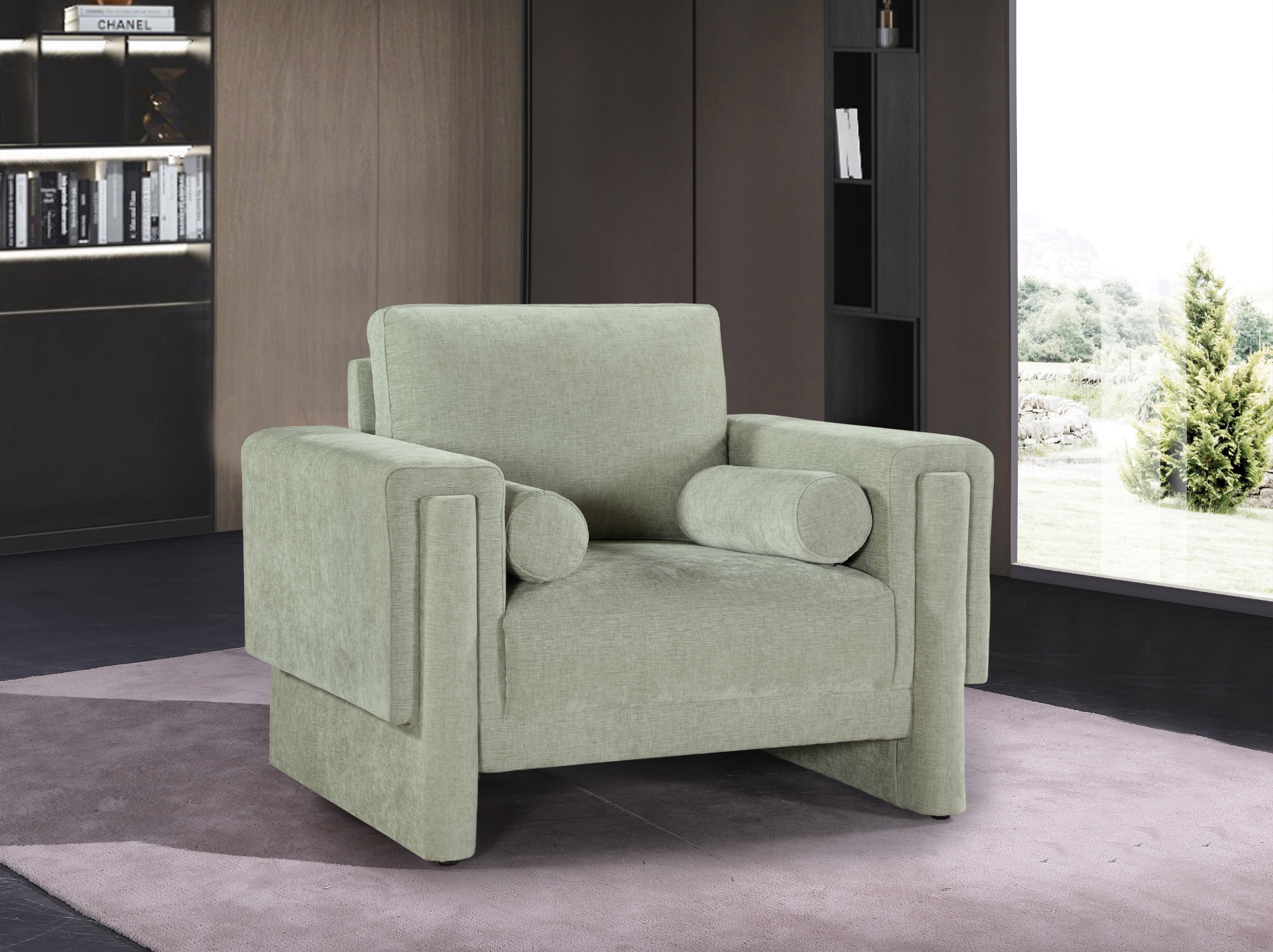 Lounge Around. Chenille Fabric Living Room Chair