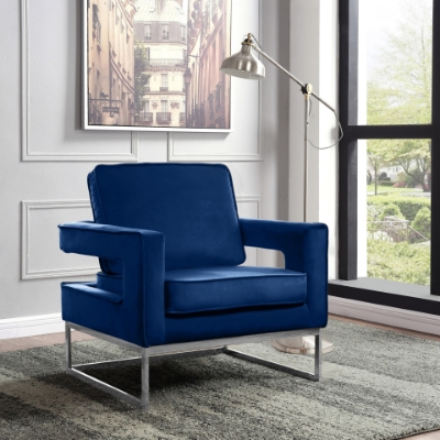 Picture of Velvet and Leather Accent Chair