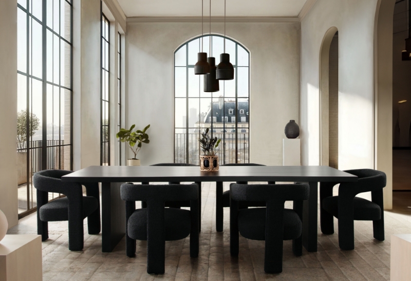 Picture of Black 110 Inch Wood Dining Table