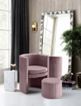 Picture of Velvet Accent Chair and Ottoman Set