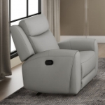 Picture of Genuine Leather Reclining Grey Sofa, Loveseat and Recliner