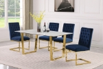 Picture of 64"/78" Rectangular Gold Stainless Steel Stone With Marble Veneer Dining Table