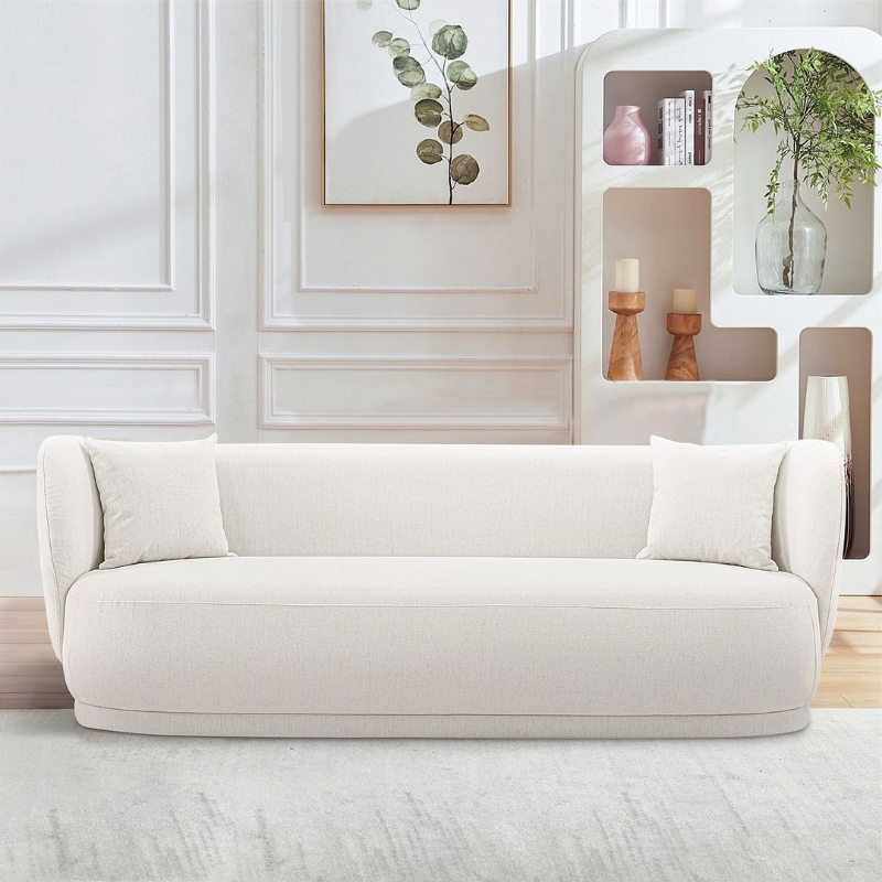 Picture of Linen 92.52 Sofa with Pillows in Wheat