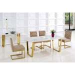 Picture of 64"/78" Rectangular Gold Stainless Steel Stone With Marble Veneer Dining Table