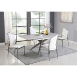 Picture of 41"-62.99" Extendable Rectangular Tempered Glass Top Dining Table