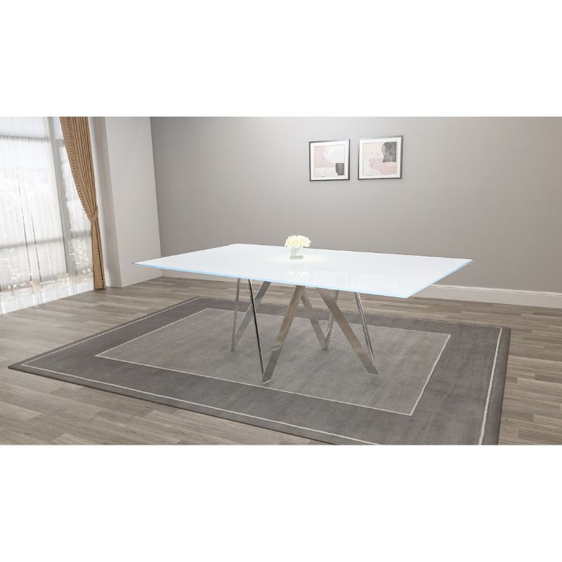 Picture of 72" inch White glass Dining Table