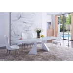 Picture of 74-100" Extendable White Glass Dining Table