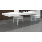 Picture of 78" High Gloss White or Grey Rectangular Glass Base with Wood Top Dining Table