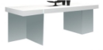 Picture of 78" High Gloss White or Grey Rectangular Glass Base with Wood Top Dining Table