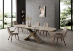 Picture of 71/103" Extensions Glossy beige ceramic Dining Table Set