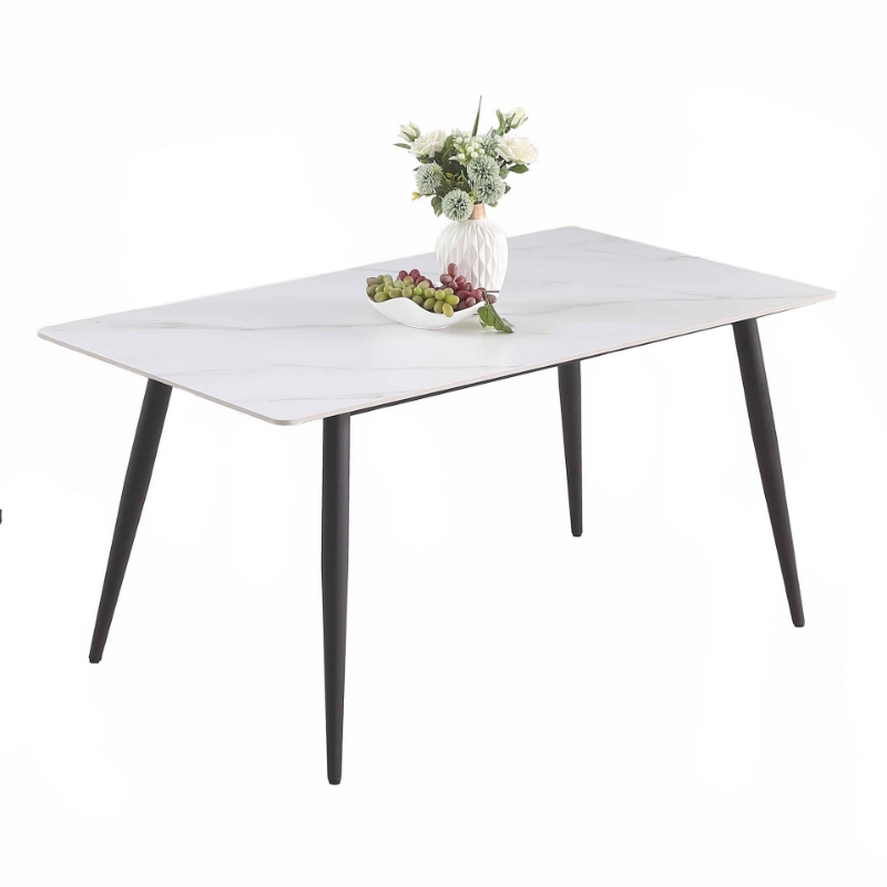 Picture of 56" Rectangular Matte White Black Marbleized Dining Table