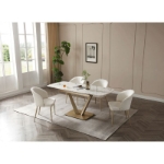 Picture of 47/71" Extendable White Marble Dining Table