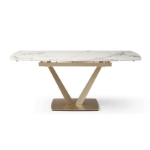 Picture of 47/71" Extendable White Marble Dining Table