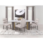 Picture of 79.5" Marble Top White and Gold Base Dining Table