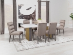 Picture of 79.5" Marble Top White and Gold Base Dining Table