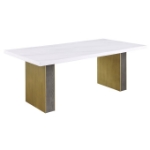 Picture of 79.5" Marble Top White and Gold Base Dining Table