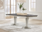 Picture of 78" Solid Wood Pedestal Base Grey Brown Dining Table