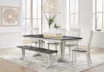 Picture of Solid acacia wood Pedestal Base Grey Brown Dining Table