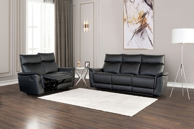 Picture of Genuine Leather Manual Reclining Sofa, Loveseat and Chair