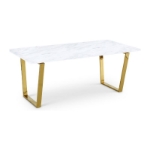 Picture of 64"/78" Rectangular Gold Stainless Steel Stone With Marble Veneer Dining Table