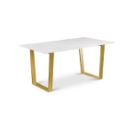 Picture of 64"/78" Rectangular Gold Stainless Steel Stone With Marble Veneer Dining Table