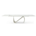 Picture of 83-123" Extendable White/Grey Marble Dining Table