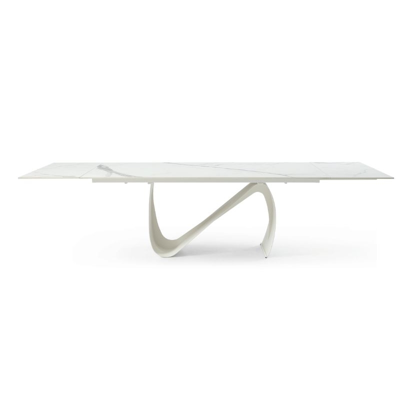 Picture of 83-123" Extendable White/Grey Marble Dining Table