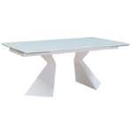 Picture of 74-100" Extendable White Glass Dining Table