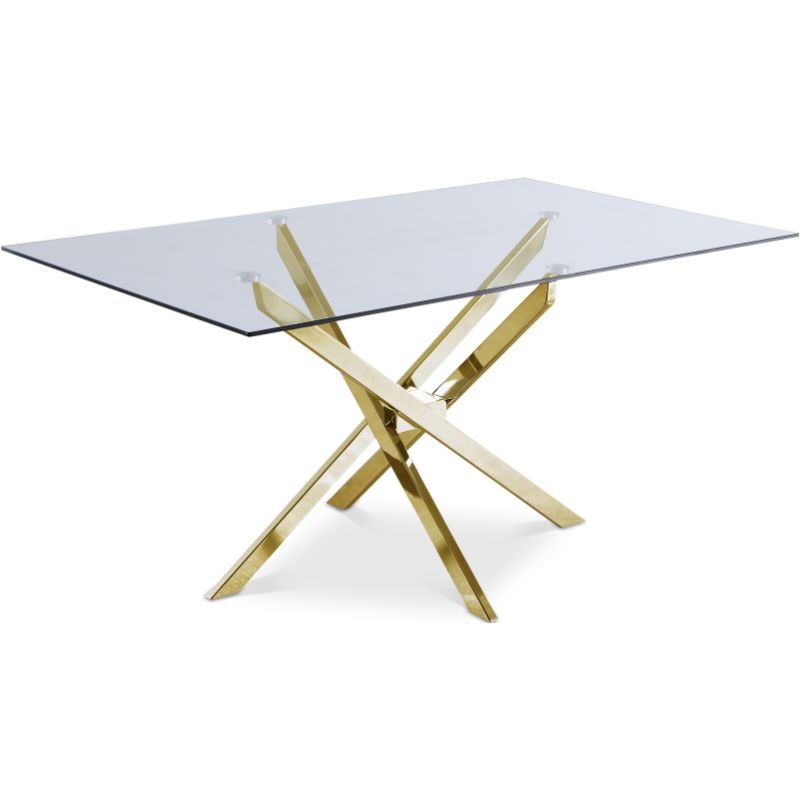 Picture of 60" Gold Metal Base Tempered Glass Top Dining tables