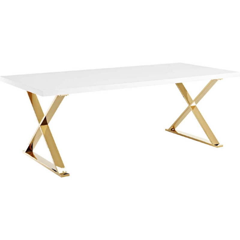 Picture of 39" Modern Dining Table with Gold Stainless Steel Metal Dining tables