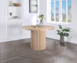 Picture of 48" Fluted Base Oak Wood Veneer MDF Top Dining Table