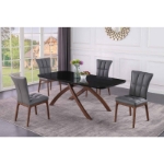 Picture of Black Glass Top Dining Table w/ Crisscross Base