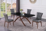 Picture of Black Glass Top Dining Table w/ Crisscross Base