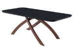 Picture of Black Glass Top Dining Table w/ Crisscross Base